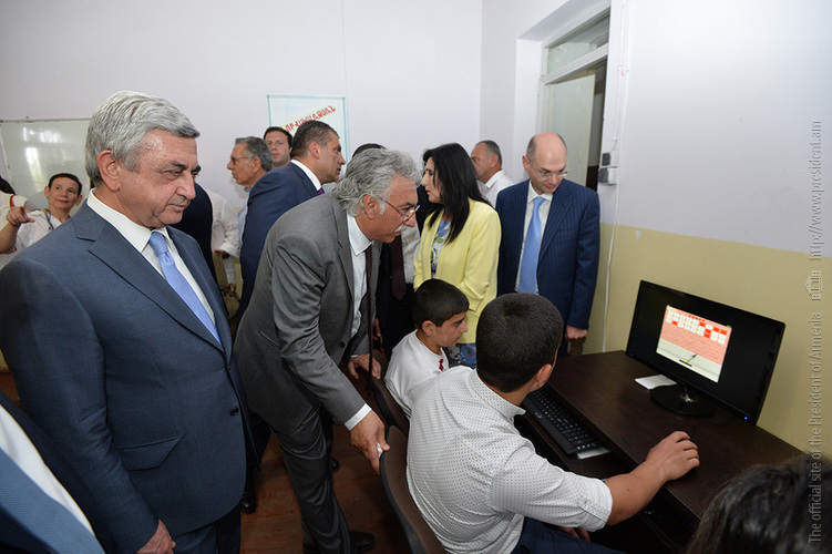 Ucom: Serzh Sargsyan Participated in the Foundation Stone Laying Ceremony of Tumo Koghb Center and Paid a Visit to “Armath” Engineering Laboratory in Koghb Village