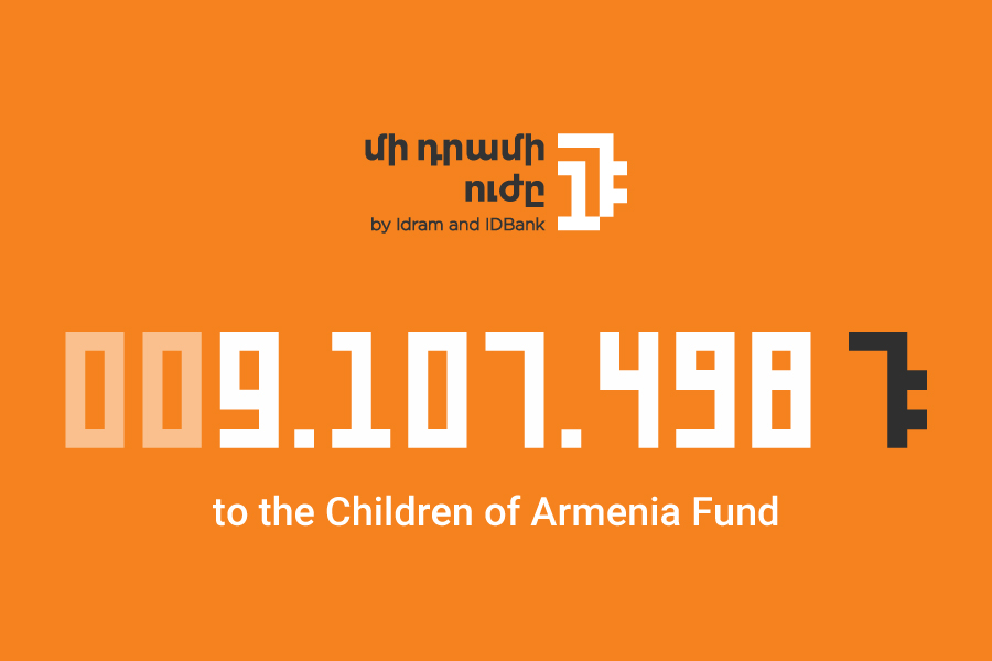 Idram and IDBank: AMD 9.107.498 was transferred to “Children of Armenia” fund