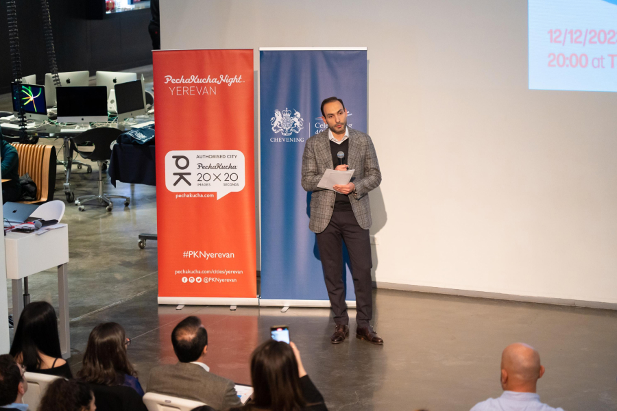 Artyom Khachatryan, co-founder of Galaxy Group of Companies, and John Gallagher, the British Ambassador to Armenia, participated in the PechaKucha Night Yerevan event 3