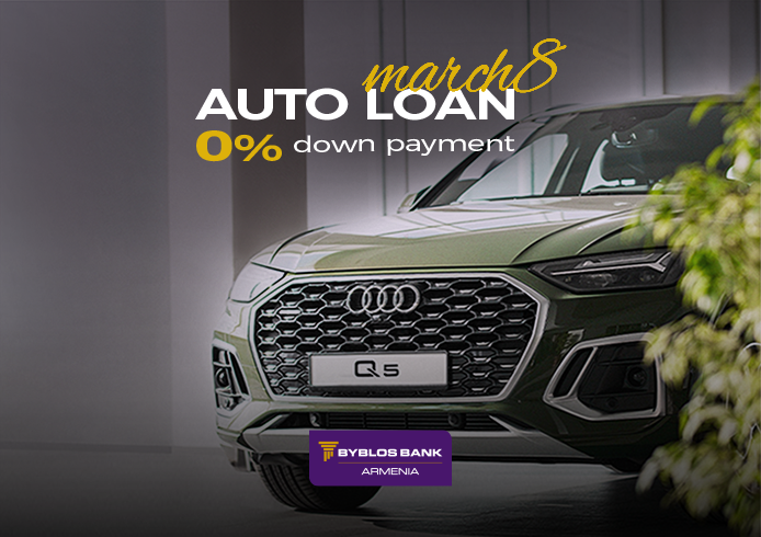 0% down payment and exclusive deals: Special Autoloan offer at Byblos Bank Armenia