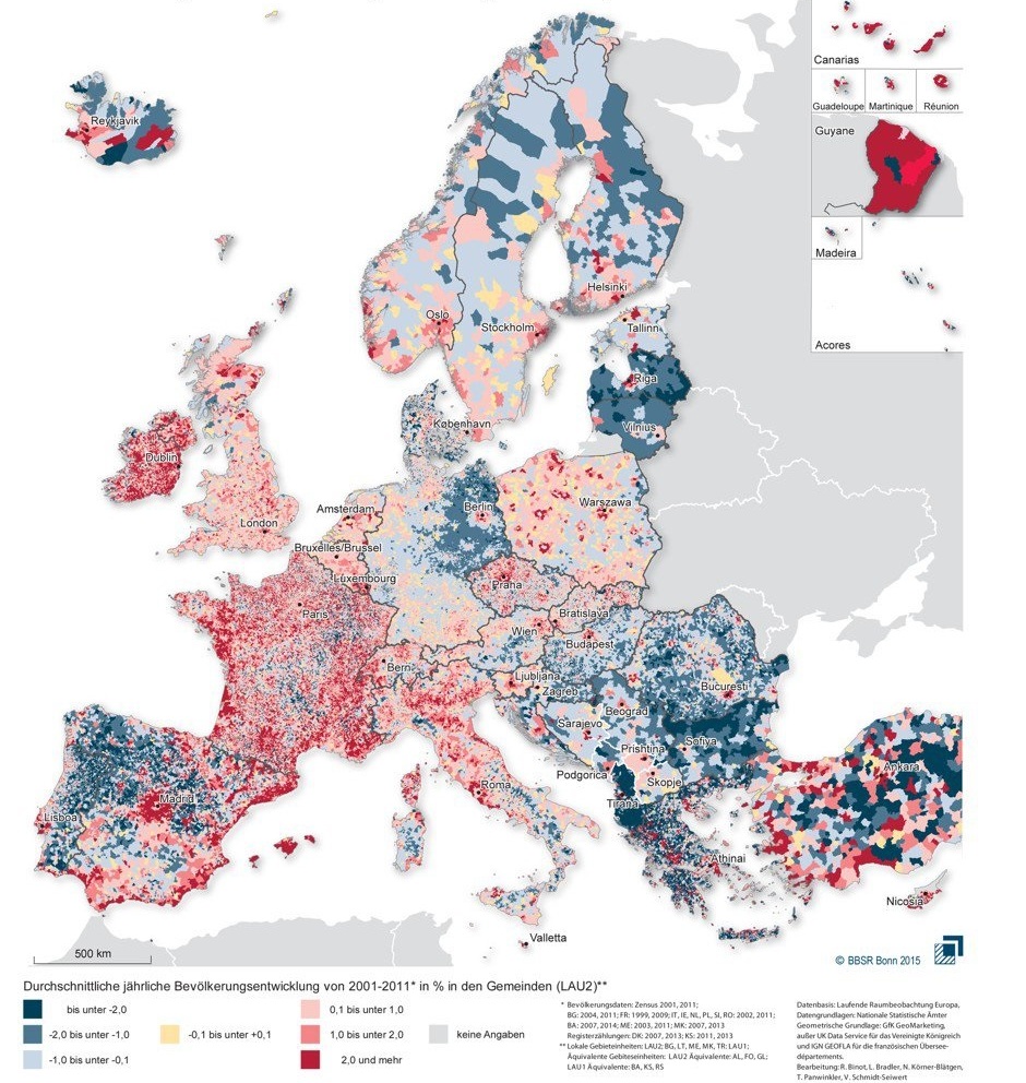 Ինչպե՞ս է փոխվել Եվրոպայի բնակչությունը 2001 թվականից ի վեր