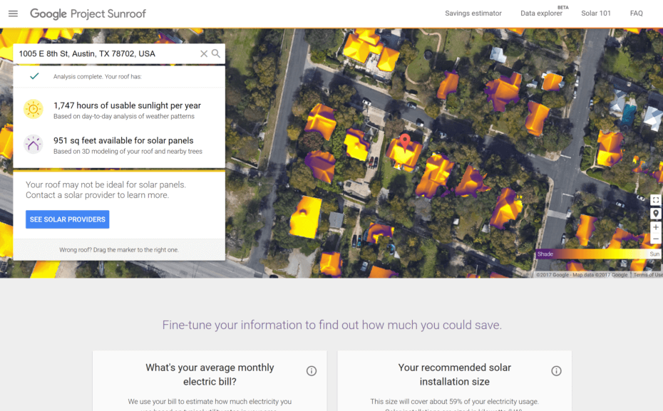 Google Project Sunroof-ը հնարավորություն է տալիս հաշվարկել ԱՄՆ բոլոր բնակելի տների տանիքների արևային ծածկույթը