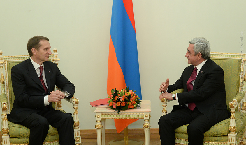 Նախագահ Սերժ Սարգսյանն ընդունել է ՌԴ Դաշնային ժողովի Պետական դումայի նախագահ Սերգեյ Նարիշկինին