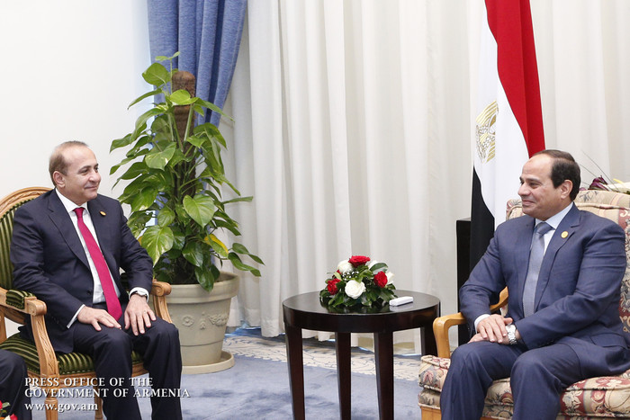 Հայաստանի վարչապետը և Եգիպտոսի նախագահը քննարկել են երկու երկրների հարաբերությունների զարգացմանն ուղղված մի շարք հարցեր