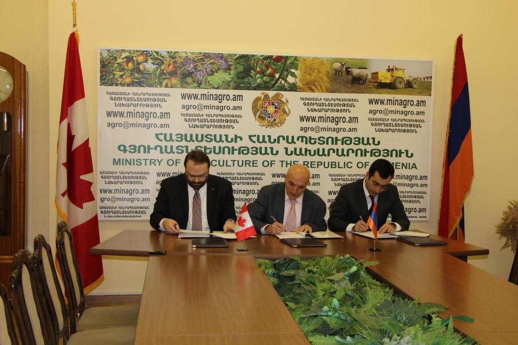 Ստորագրվել է փոխըմբռնման հուշագիր` ուղղված գյուղատնտեսության բնագավառում հայ-կանադական համագործակցության ընդլայնմանը