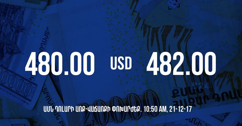 Դրամի փոխարժեքը 10:50-ի դրությամբ – 21/12/17