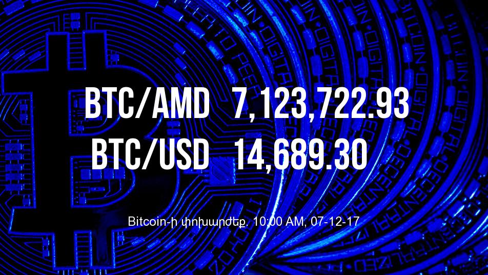 Bitcoin-ի փոխարժեքը մեկ օրում աճել է 15.99%-ով – 07/12/17