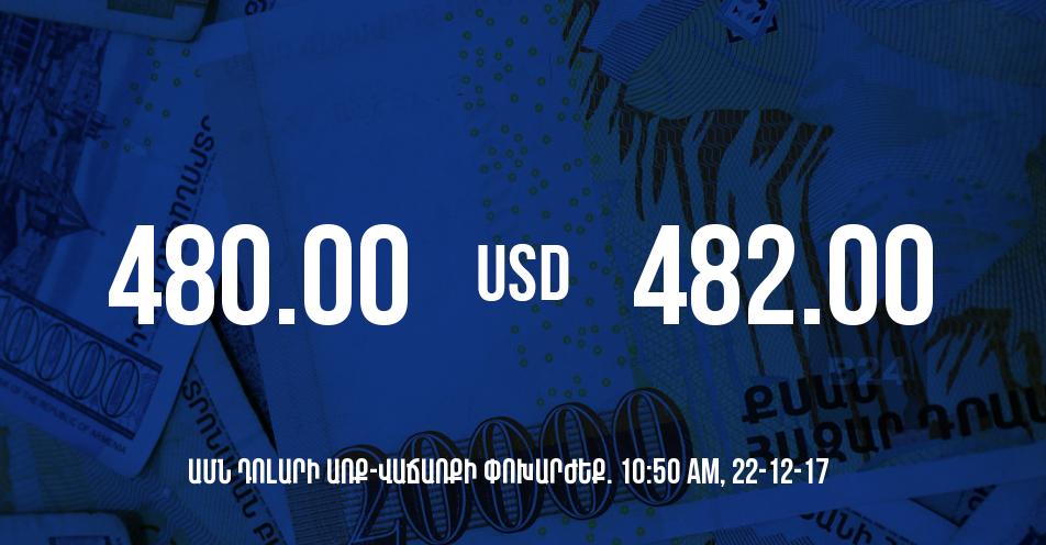 Դրամի փոխարժեքը 10:50-ի դրությամբ – 22/12/17