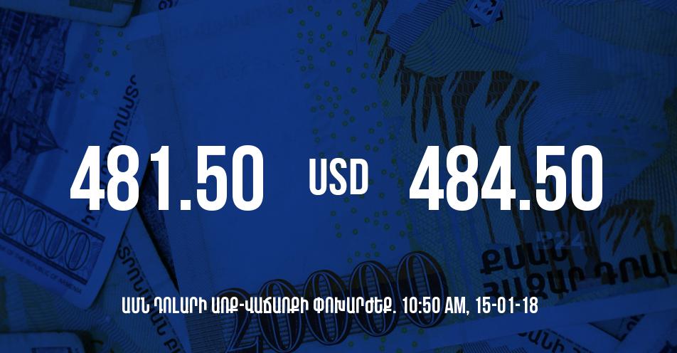 Դրամի փոխարժեքը 10:50-ի դրությամբ – 15/01/18