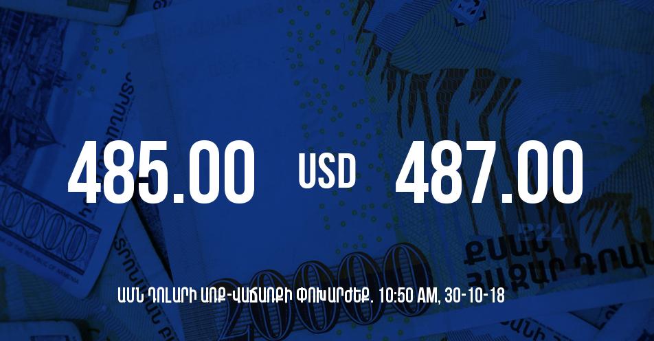 Դրամի փոխարժեքը 10:50-ի դրությամբ – 30/10/18