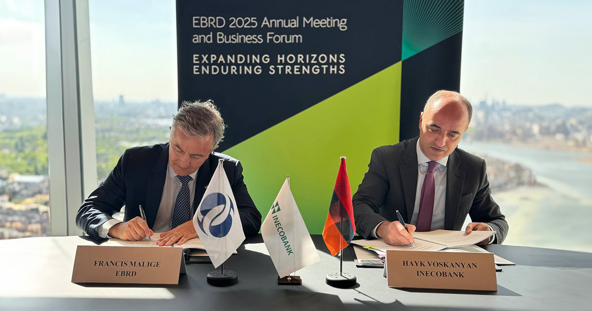 Ինեկոբանկի, EBRD-ի ու GCF-ի միջև Լոնդոնում ստորագրվել է 15 մլն ԱՄՆ դոլար կանաչ ֆինանսավորման վերաբերյալ համագործակցության պայմանագիր