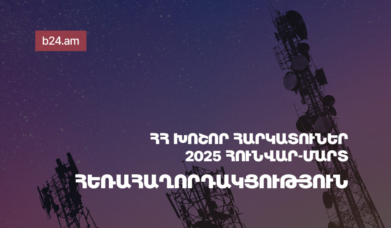 2025թ.-ի հունվար-մարտին Հայաստանի խոշոր հեռահաղորդակցական ընկերությունների մուծած հարկերի ծավալը նվազել է 12.23%-ով