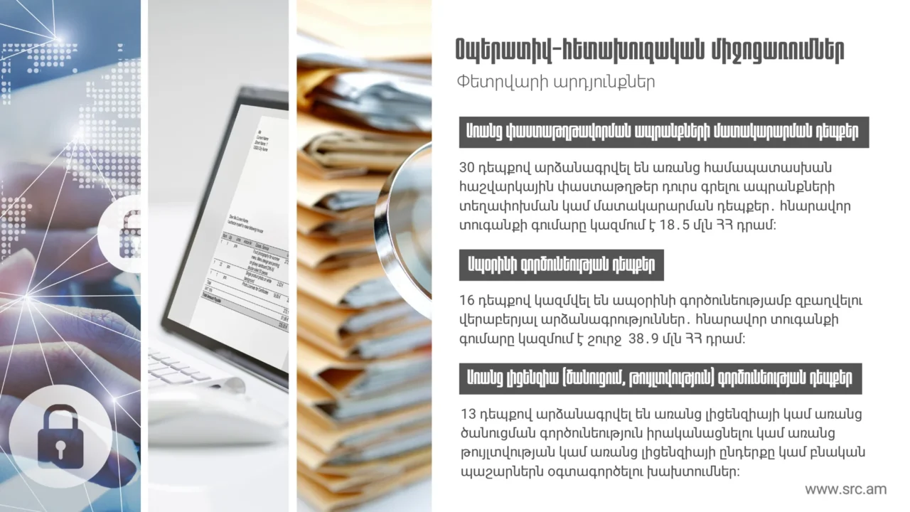 ՊԵԿ-ը ներկայացրել է փետրվարի 1-28-ն իրականացված համալիր օպերատիվ-հետախուզական միջոցառումների արդյունքները