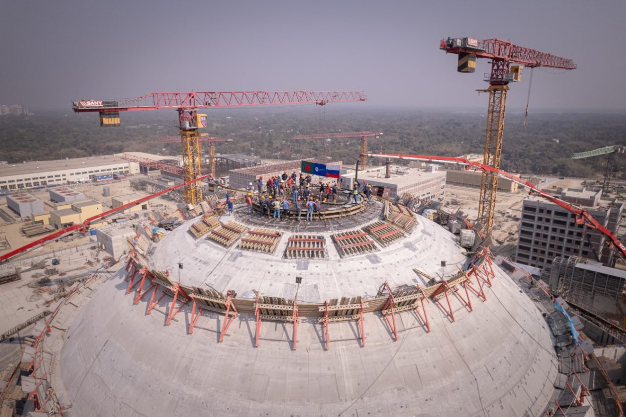 На энергоблоке № 1 АЭС «Руппур» с опережением сроков завершены работы по бетонированию наружной защитной оболочки
